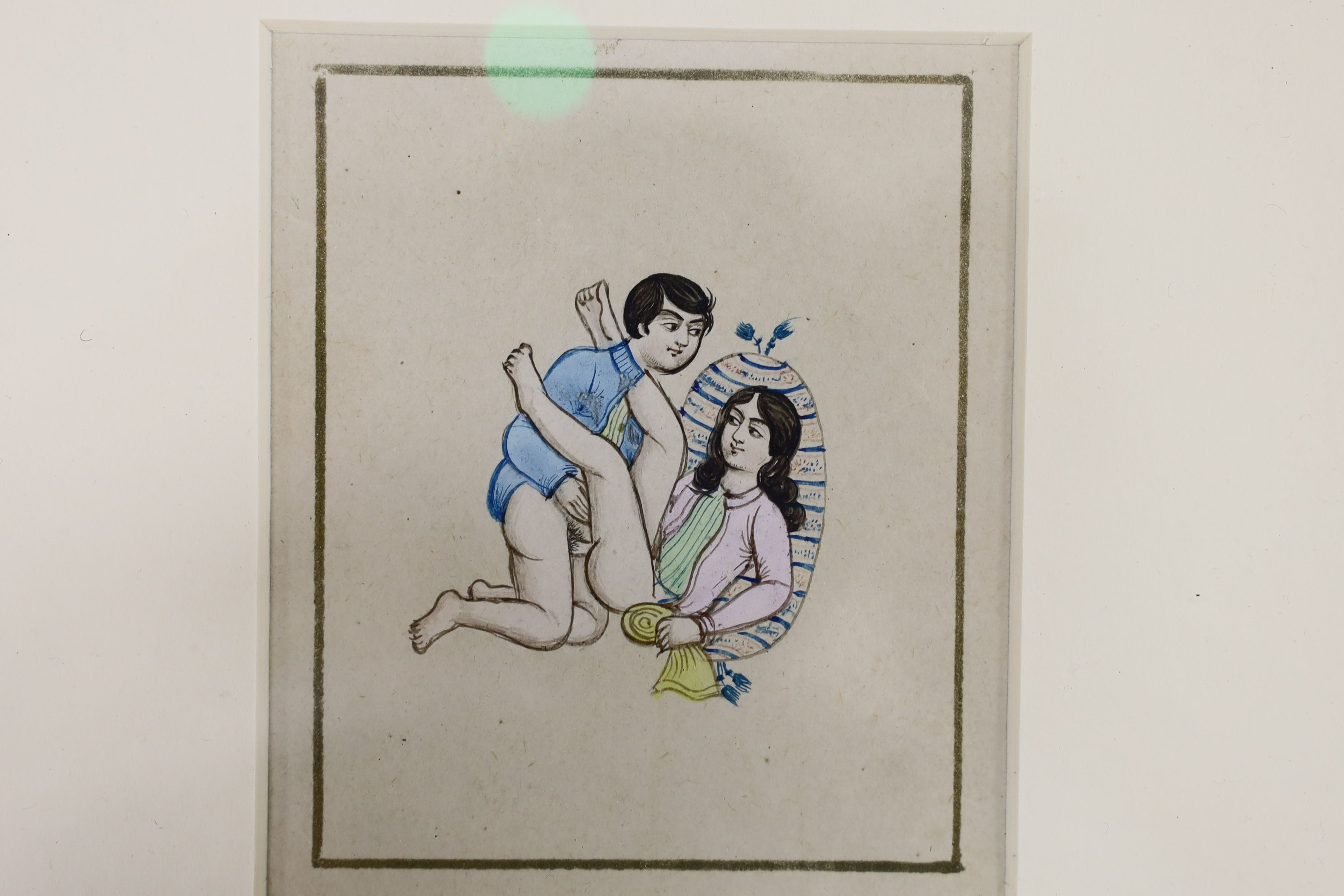 Indian School, set of ten ink and watercolour erotic studies, largest approx. 7 x 8cm